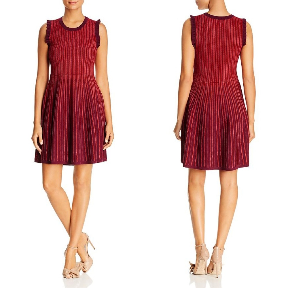 Kate Spade Textured-Stripe Sweater Bandage Dress Red NEW